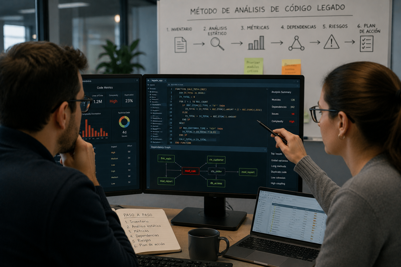 Personas planificando el analisis de un programa legacy